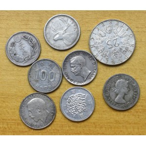 Zestaw srebrnych monet ze świata - 8 egzemplarzy