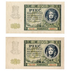 Generalne gubernatorstwo, 5 złotych 1941 , 2 egzemplarze