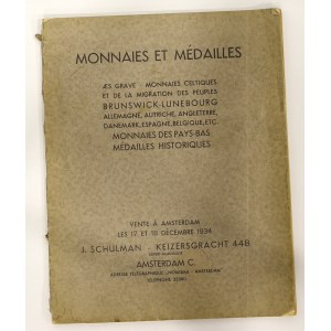 Katalog aukcyjny, J. Schulman, Monnaies et Médailles, Aukcja 17/1934