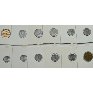 PRL, Zestaw monet o nominale 1-10 groszy lata 1949 - 1983 (22 egzemplarze)