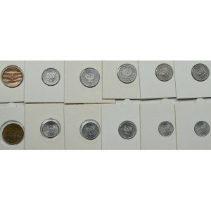 PRL, Zestaw monet o nominale 1-10 groszy lata 1949 - 1983 (22 egzemplarze)