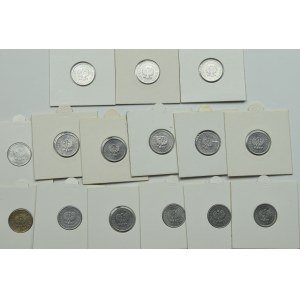 PRL, Zestaw monet o nominale 10 groszy lata 1949 - 1983 (15 egzemplarze)