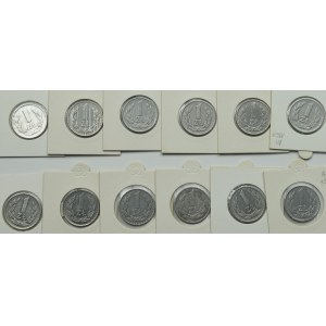 PRL, Zestaw monet o nominale 1 złoty lata 1965 - 1982 (12 egzemplarzy)