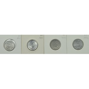 PRL, Zestaw monet o nominale 50 groszy lata 1972-1977 (4 egzemplarze)