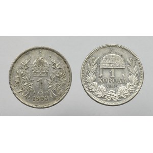 Austro-Węgry, zestaw 1 korona 1893-1915 (2 egzemplarze)