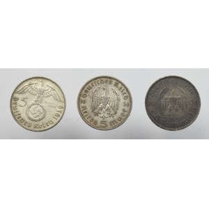 Niemcy, III Rzesza, Zestaw 5 marek (3 egzemplarze)