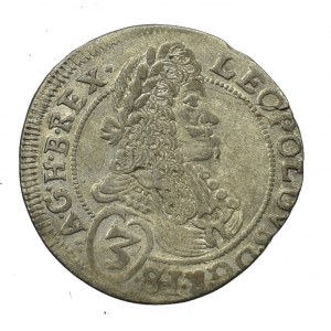 Węgry, Leopold I, 3 Krajcary 1696 CH, Bratysława