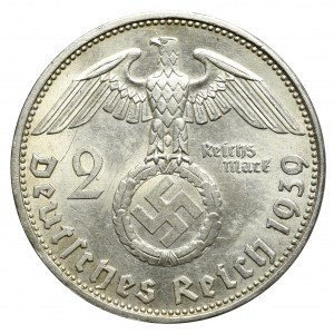 Tretia ríša, 2 marky 1939 D, Mníchov - dvojitá raznica