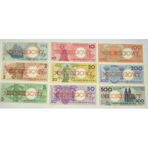 POLISH CITIES - complete set - 1, 2, 5, 10, 20, 50, 100, 200, 500 zlotys issued March 1, 1990 - UNSUBSCRIBED