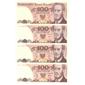 PRL, 100 złotych 1986, 1988 - zestaw 8 egzemplarzy - różne serie