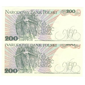 PRL, 200 złotych 1988 - zestaw 2 egzemplarze EP