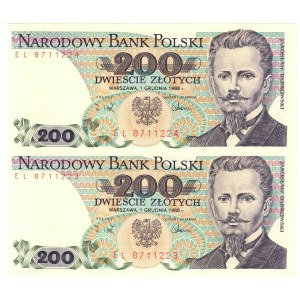 Volksrepublik Polen, 200 Zloty 1988 - Satz von 2 Exemplaren EL