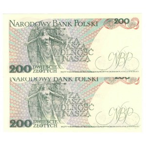 Volksrepublik Polen, 200 Zloty 1988 - Satz von 2 Exemplaren EL