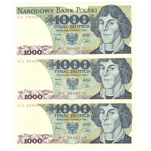 PRL, 1000 Zloty 1982 - Satz von 5 Exemplaren - Serie KN, HZ