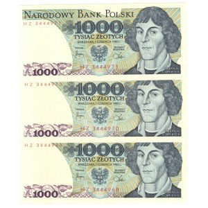 PRL, 1000 złotych 1982 - zestaw 5 egzemplarzy - Serie KN, HZ