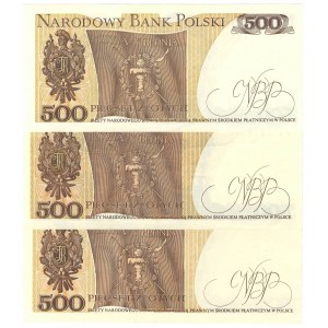 PRL, 500 złotych 1982 - zestaw 5 egzemplarzy - różne serie