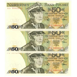 PRL, 50 zlotých 1988 - sada 8 kusov