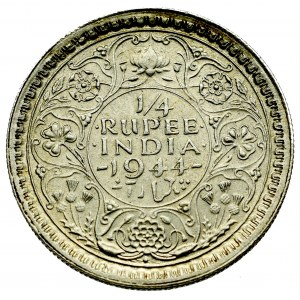 India, 1/4 rupee 1944