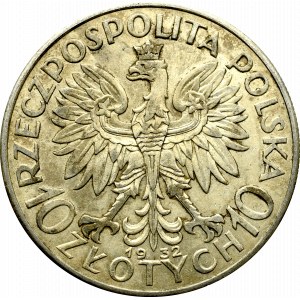 II Rzeczpospolita, 10 złotych 1932 BZM Głowa kobiety