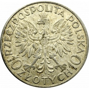 II Rzeczpospolita, 10 złotych 1932 BZM Głowa kobiety