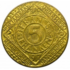 Belgien, 5 Francs 1917 Gent