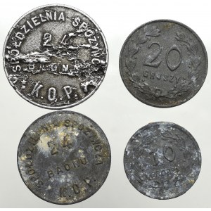 II RP, Set of 10, 20, 50 groszy and 1 zloty, 24 baon KOP Sejny