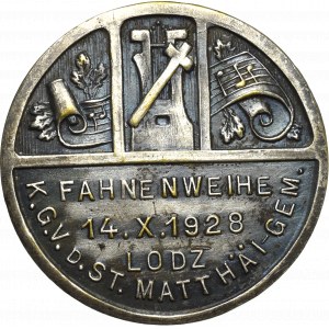 II RP, Gedenkplakette zur Weihe der Vereinsfahne Łódź 1928