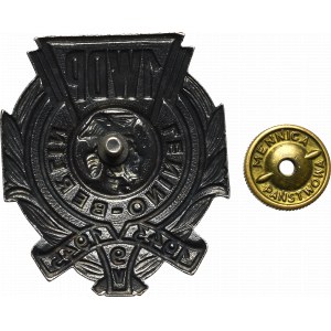 People's Republic of Poland, Badge of the 1st Warsaw Infantry Division - minted version with counterfoil