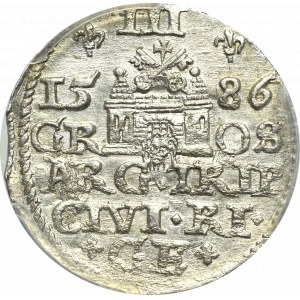 Štefan Bátory, Troják 1586, Riga - PCGS MS63