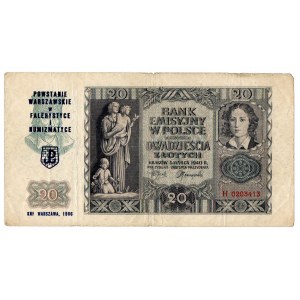 GG, 20 złotych 1940 H - nadruki