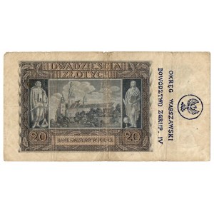 GG, 20 złotych 1940 H - nadruki