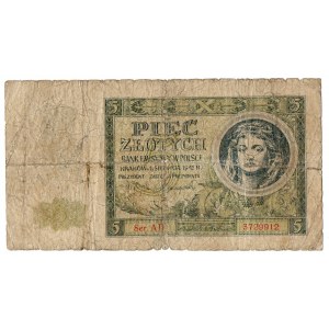 GG, 5 gold 1941 AD RARE ! - overprinted