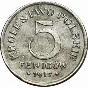 Poľské kráľovstvo, 5 fenig 1917 - destrukt