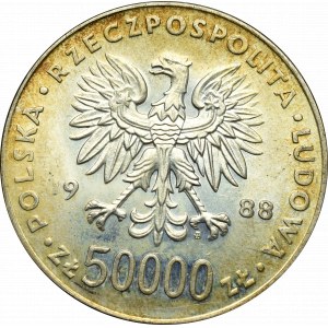 People's Republic of Poland, 50,000 zloty 1988 Pilsudski