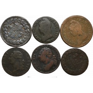 Frankreich, Kupfermünzensatz (6 Exemplare)