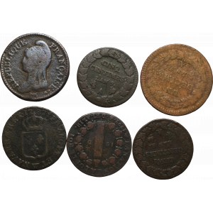Francie, sada měděných mincí (6 výtisků)