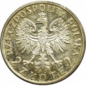 II Rzeczpospolita, 2 zloté 1932 Hlava ženy