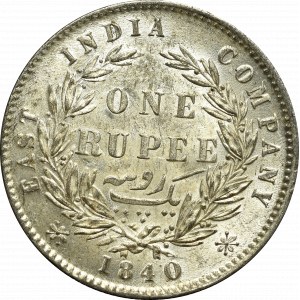 Britská Indie, 1 rupie 1840 - 28 bobulí