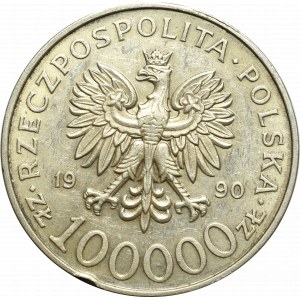 Third Republic, 100,000 zloty 1990 Solidarity