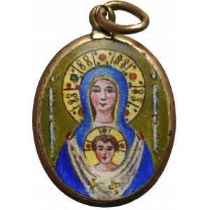 Taliansko, porcelánový medailón Baziliky svätého Marka v Benátkach - zlatý rám
