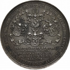 August III Sas, medaila k stému výročiu založenia mestskej školy v Gdansku 1758 - zberateľská kópia