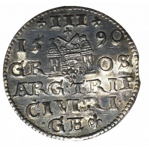 Zygmunt III Waza, Trojak 1590, Ryga - nieopisany Duża głowa
