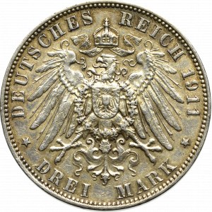 Niemcy, Saksonia, 3 marki 1911 E