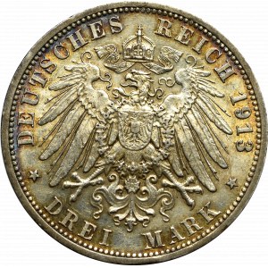 Německo, Prusko, 3 značky 1913 - 25 let vlády Viléma II.