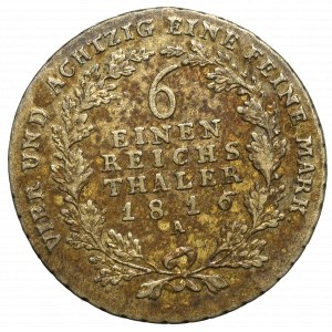 Germany, Prusy, Frederick Wilhelm III, 1/6 thaler 1816 A, Berlin