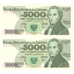 PRL, 5000 złotych 1988 - zestaw 2 egzemplarze DZ