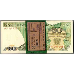 PRL, 50 złotych 1988 GH paczka bankowa