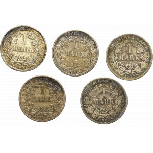 Germany, Lot of 1 mark 1875-1906