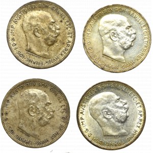 Austria-Hungary, set 1 corona 4 pcs