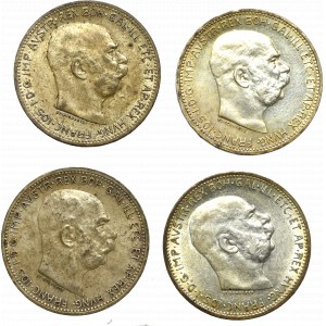 Österreichisch-Ungarischer Satz 1 Krone 1912-1916 (4 Exemplare)